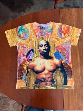 Tupac 2Pac Shakur Y2K Colorful Big Print  2014 Gangster Rap Tee Size XL